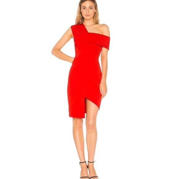NWOT Aijek Marjorie Asymmetric Red Dress Size 2 - Picture 1 of 7